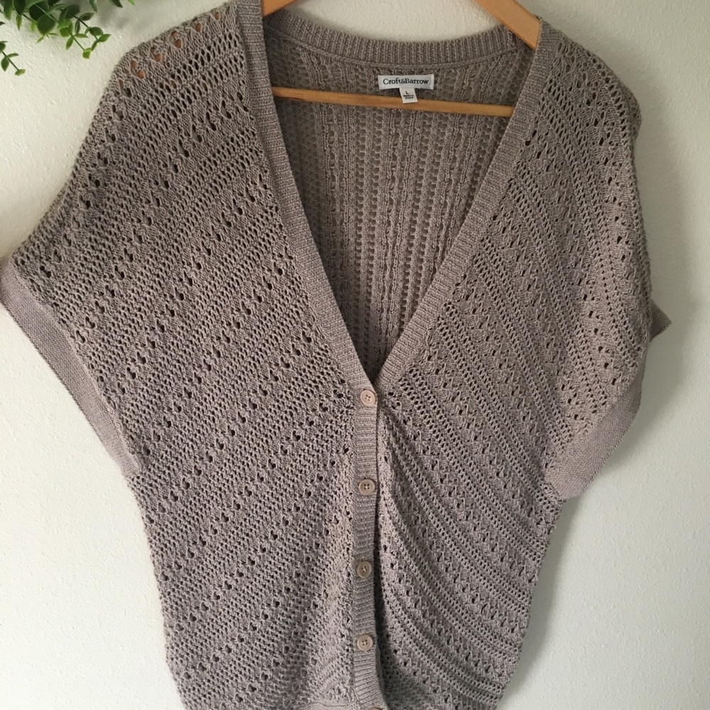 Croft&barrow women knitted ashy brown cardigan